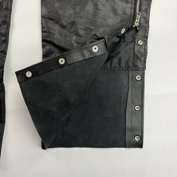 Diamond Plate Buffalo Leather Mens 2X Biker Chaps - Black Leather NWT - Picture 5 of 11
